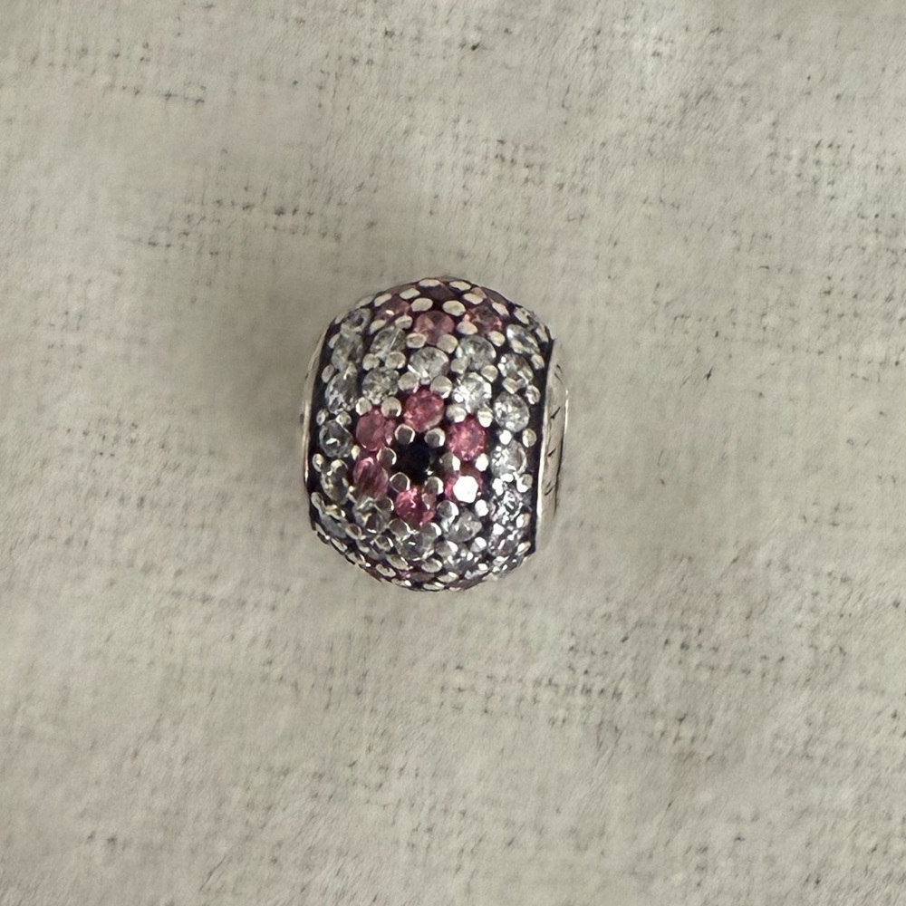 Authentic Pandora Sterling Silver Charm Pink Crystal